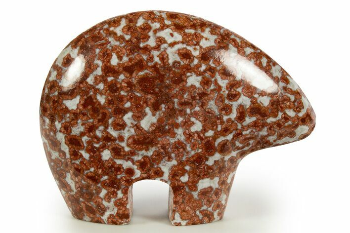 Polished Red Flower Marble Zuni Bear - India #344806